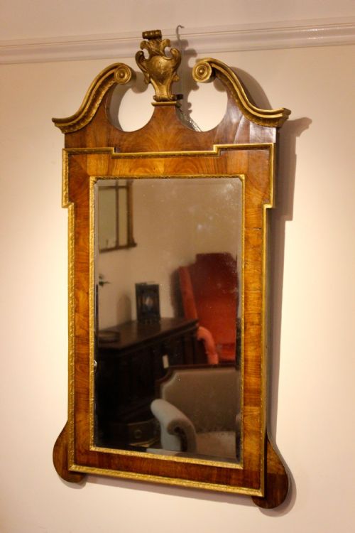 19thc. Walnut & Gilt Wall Mirror