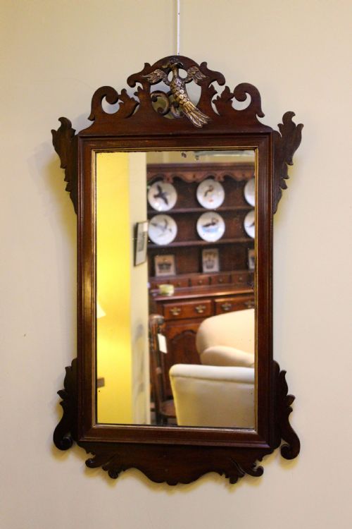 Georgian Mahogany Fret Framed Mirror
