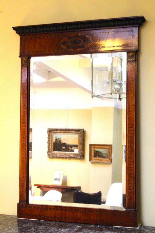19thc. Mahogany & Boxwood Inlay 
Pier Mirror