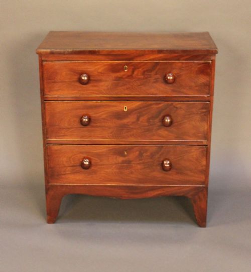 19thc. Mahogany 3 Drawer Chest of Drawers