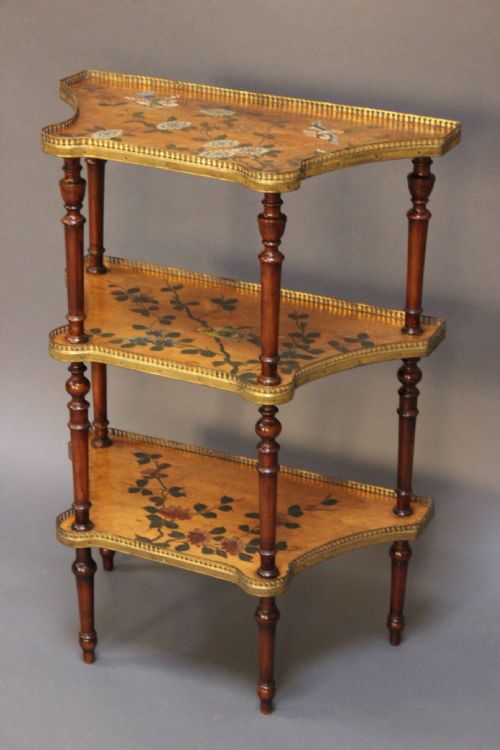 19thc. Bird’s Eye Maple & Painted 
What Not