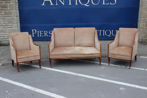 Late 19th. Satin Wood Inlaid Mahogany 3 Piece Suite