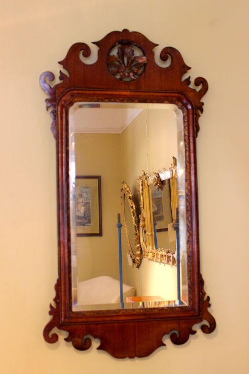 19thc. Walnut Fretwork Mirror