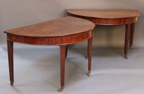Pair of 18thc. Mahogany “D” End Side/
dining Table