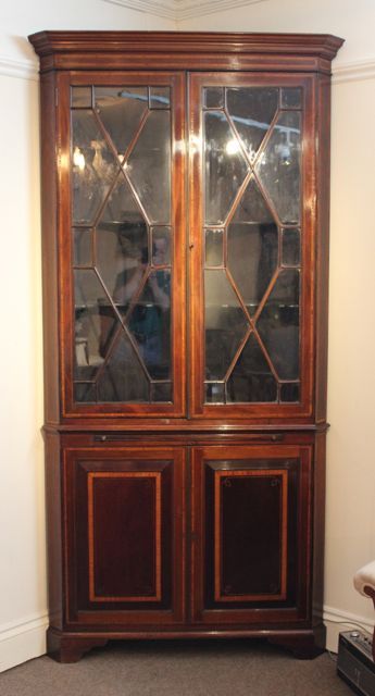Wonderful 19thc. Mahogany Corner Cupboard