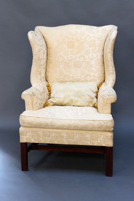 19thc. Wing Armchair with Mahogany
fluted Legs