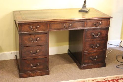 Victorian Oak Pedestal Desk