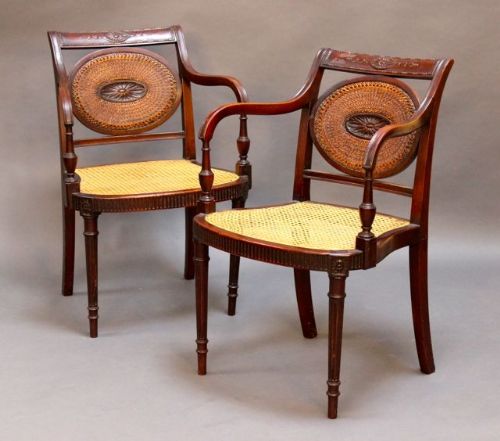 Pair of 19thc. Regency Design Caned
armchairs  3529