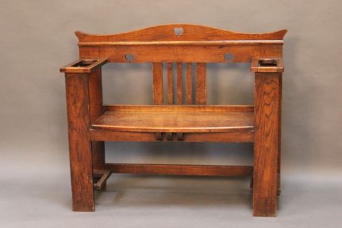 An Oak Arts & Crafts Hall Bench
& Stick Stand  3532
