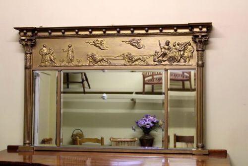 Late 19thc. Gilt Over Mantle Mirror