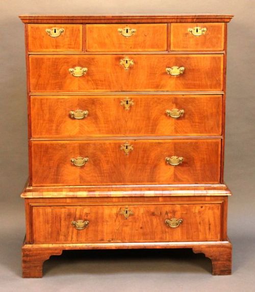 18thc. Walnut Chest on Stand