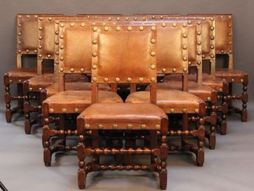 A Set of 12 19thc. Oak Dining Chairs
