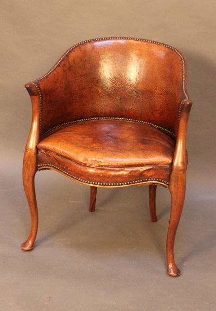 19thc Mahogany Leather Bergere Chair