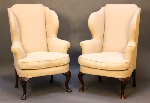 A Pair of Wonderful Mahogany 
Wing Armchairs
