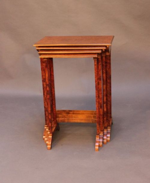 19thc Amboyna Nest of 4 Tables