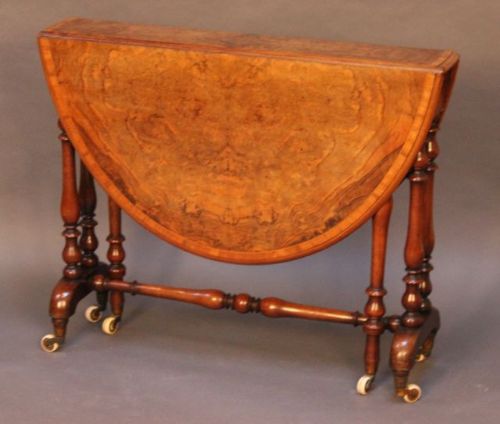 19thc. Burr Walnut Sutherland Table