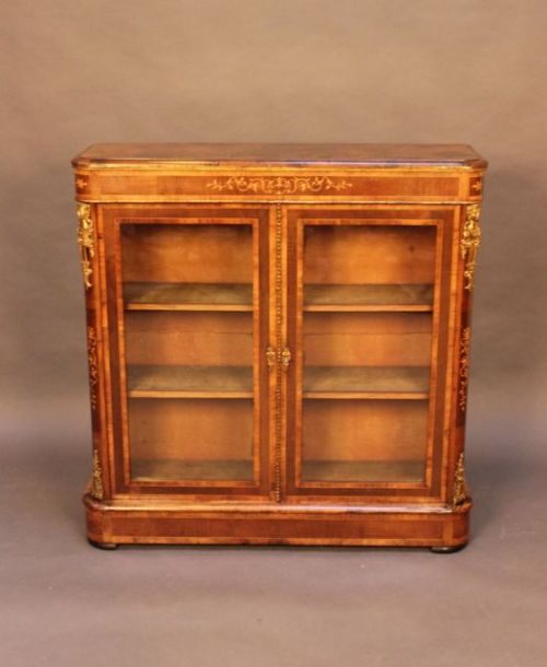 19thc. Walnut Glazed Display Cabinet/bookcase