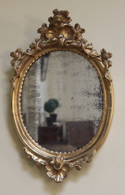 Late 18thc. Gilt Wood Oval Wall Mirror