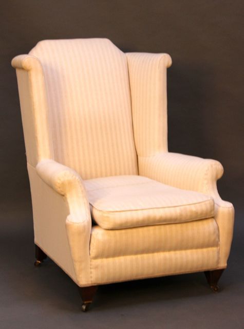 Late 19thc. Large Wing Upholstered Armchair