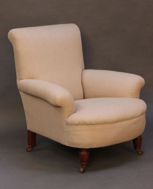 19thc. Upholstered Armchair with Turned
legs