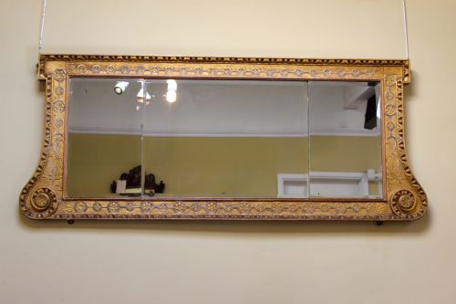 19thc Gilt Wood Over Mantle Mirror