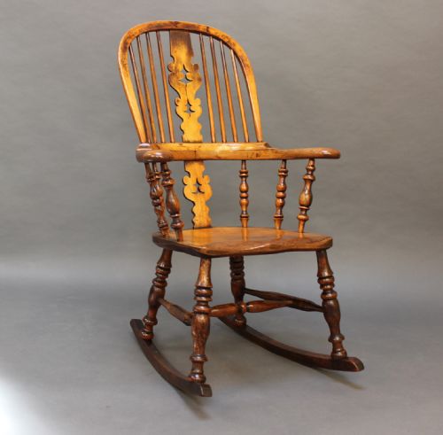 19thc Ash and Elm Rocking Windsor Armchair
