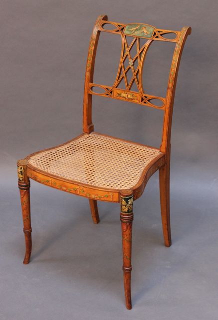 19thc Satinwood and Painted Chair