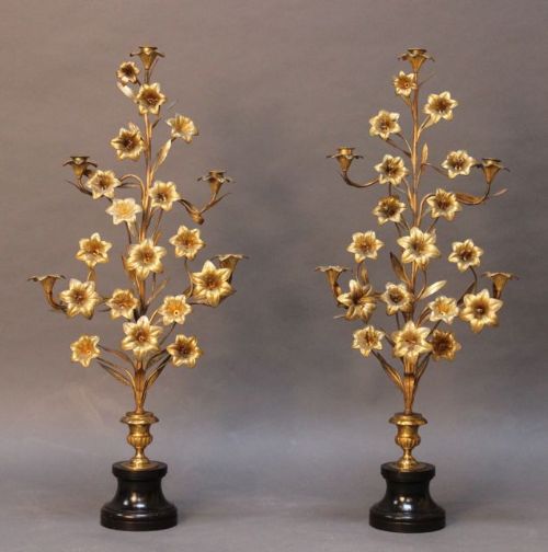 Pair of 19th C.  Gilt Candelabras
