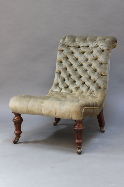 19thc. Walnut Slipper/nursing Chair