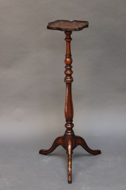 19thc Mahogany Inlaid Torchiere