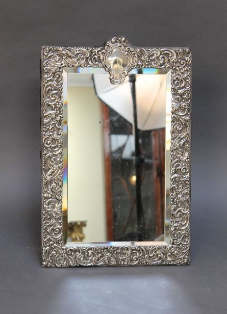 Large Silver 19thc Dressing Mirror