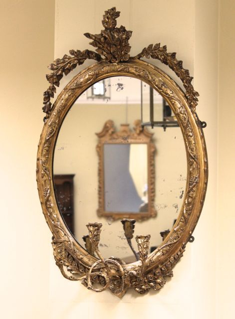 19thc Gilt Oval Mirror