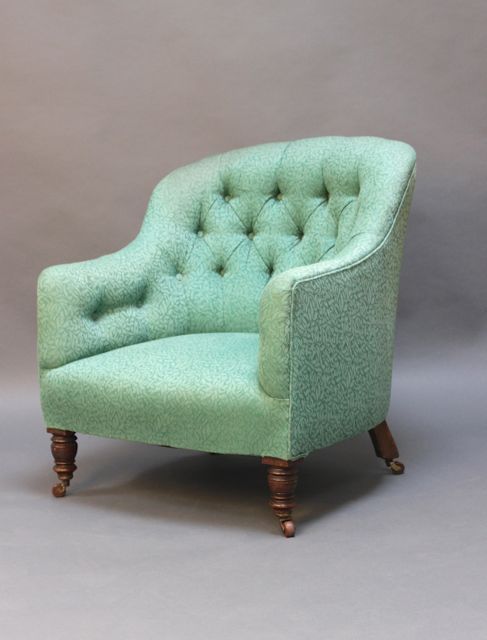 A 19thc Buttoned Green Armchair