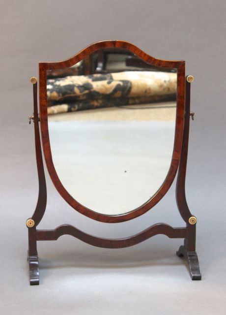 A 19thc Mahogany Shield Shaped Swing Mirror