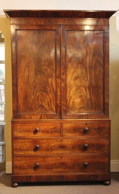 A 19thc Mahogany Linen Press/wardrobe