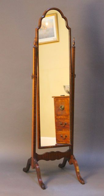 A Late 19thc Mahogany Cheval Mirror