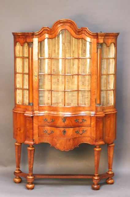 19thc Walnut Display Cabinet