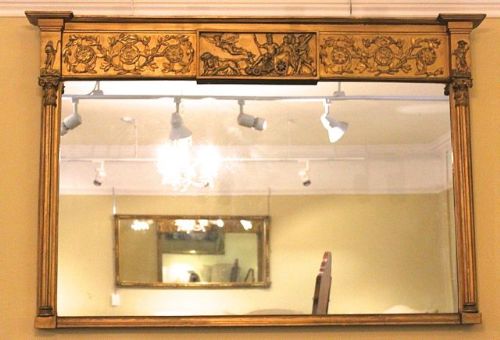 19thc Large Over Mantle Mirror