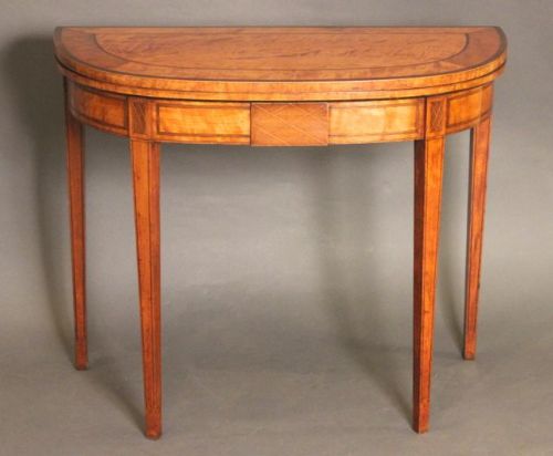 A Regency Bow Fronted Satinwood Card Table