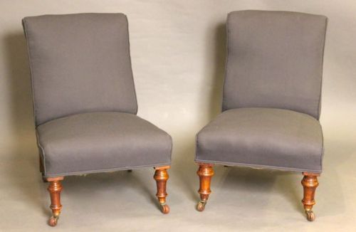 A Pair of 19thc Walnut Nursing Chairs