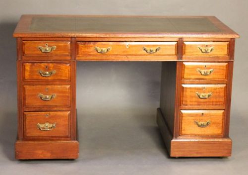 19thc Walnut Pedestal Desk