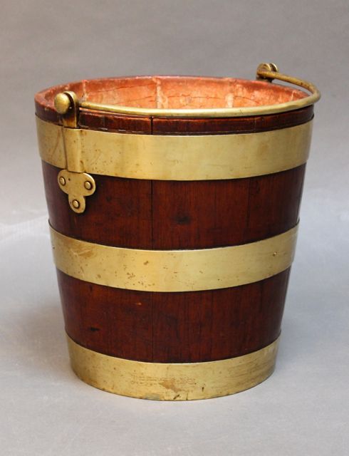 18thc Mahogany Brass Bound Peat Bucket