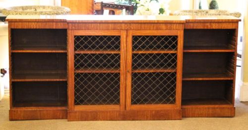 19thc Satinwood Break Fronted Bookcase