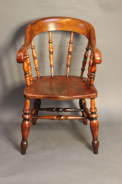 19thc Elm & Beech Smoker’sbow Chair