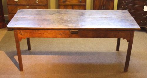 19thc. Rustic Oak Two Plank Refectory Table