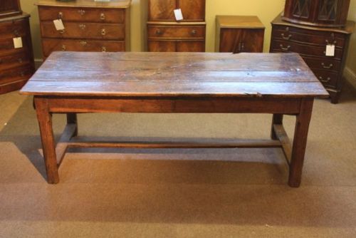 A 19thc. Oak Four Plank Top French Refectory Table