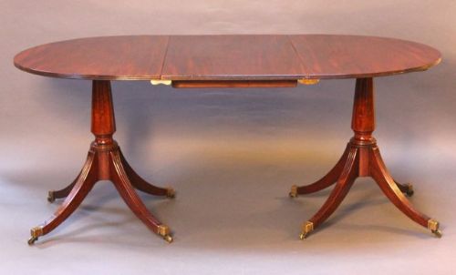 19thc. Mahogany Two Pillar Dining Table