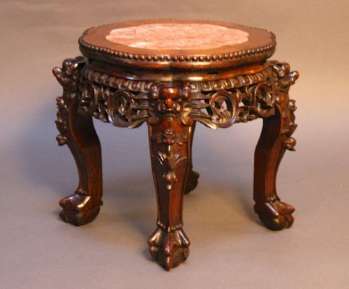 19thc. Carved Ebony Occasional Table