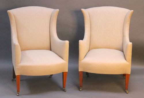 Pair of Late 19thc Mahogany Wing Armchairs