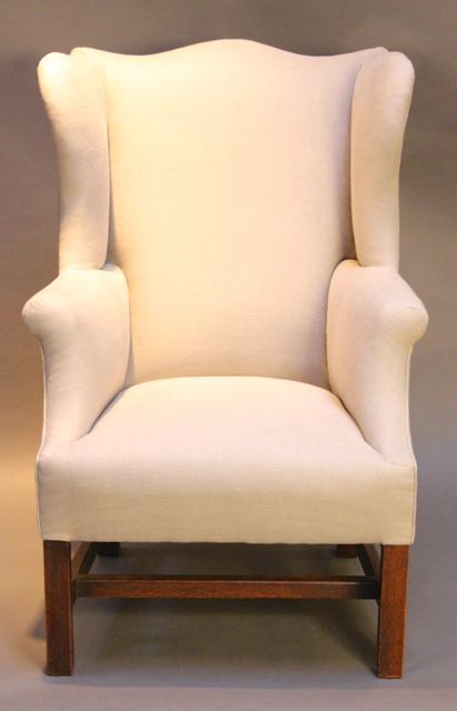 19thc. Upholstered Wing Armchair